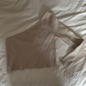 Chic Off-the-Shoulder Tan Sweater